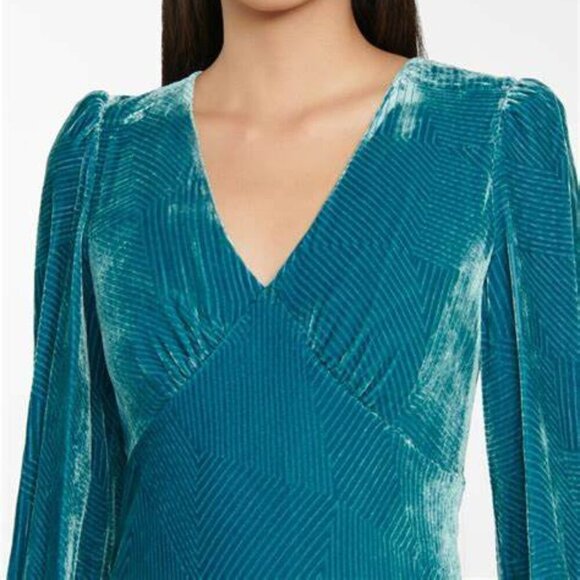 Diane Von Furstenberg Turquoise Velvet Midi Dress - Picture 3 of 8